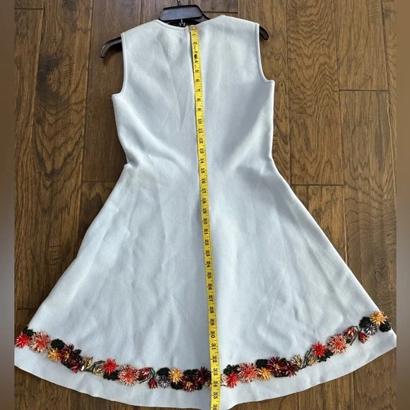 OSCAR DE LA RENTA Floral Crystal-Embroidered Fit-and-Flare Mini Dress Size M
